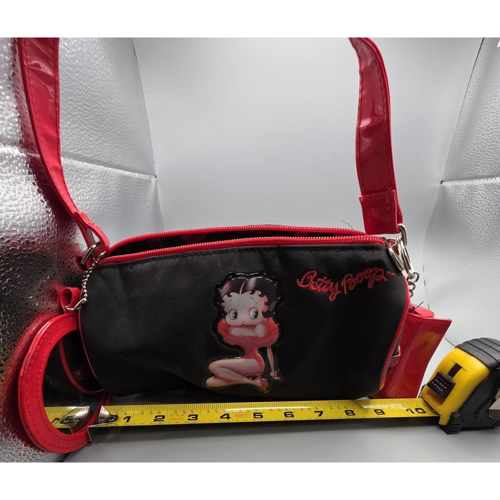 Betty Boop Black Red Shoulder Bag Purse Wristlet Wallet Charm Y2K Retro - Picture 2 of 7